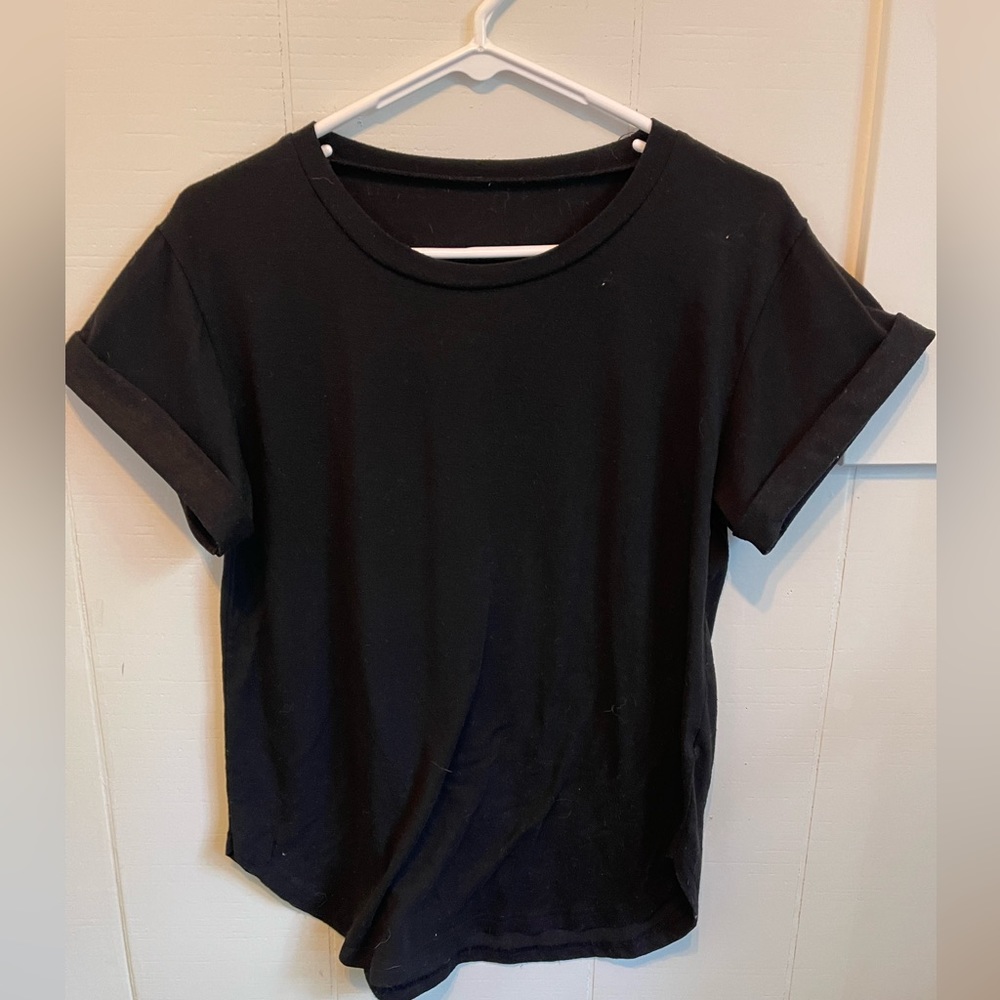 Rolled Sleeve Black TShirt